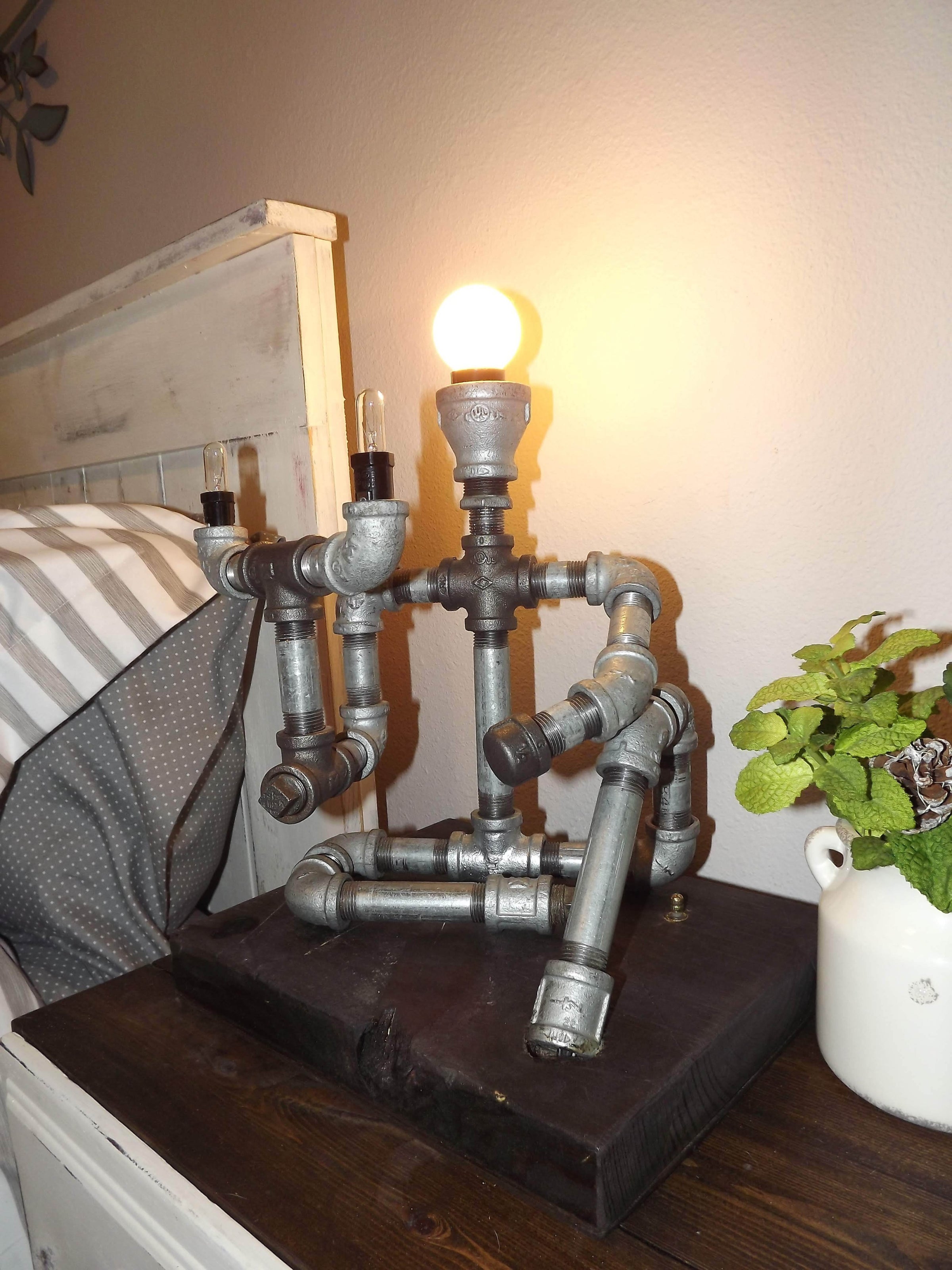Galvanized pipe lamp top